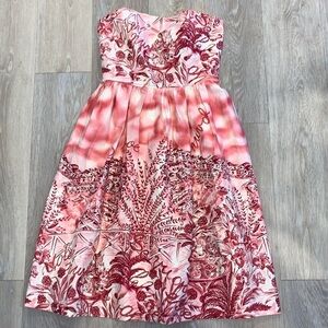 David Meister Strapless Mediterranean Tea Party Cocktail Dress 8